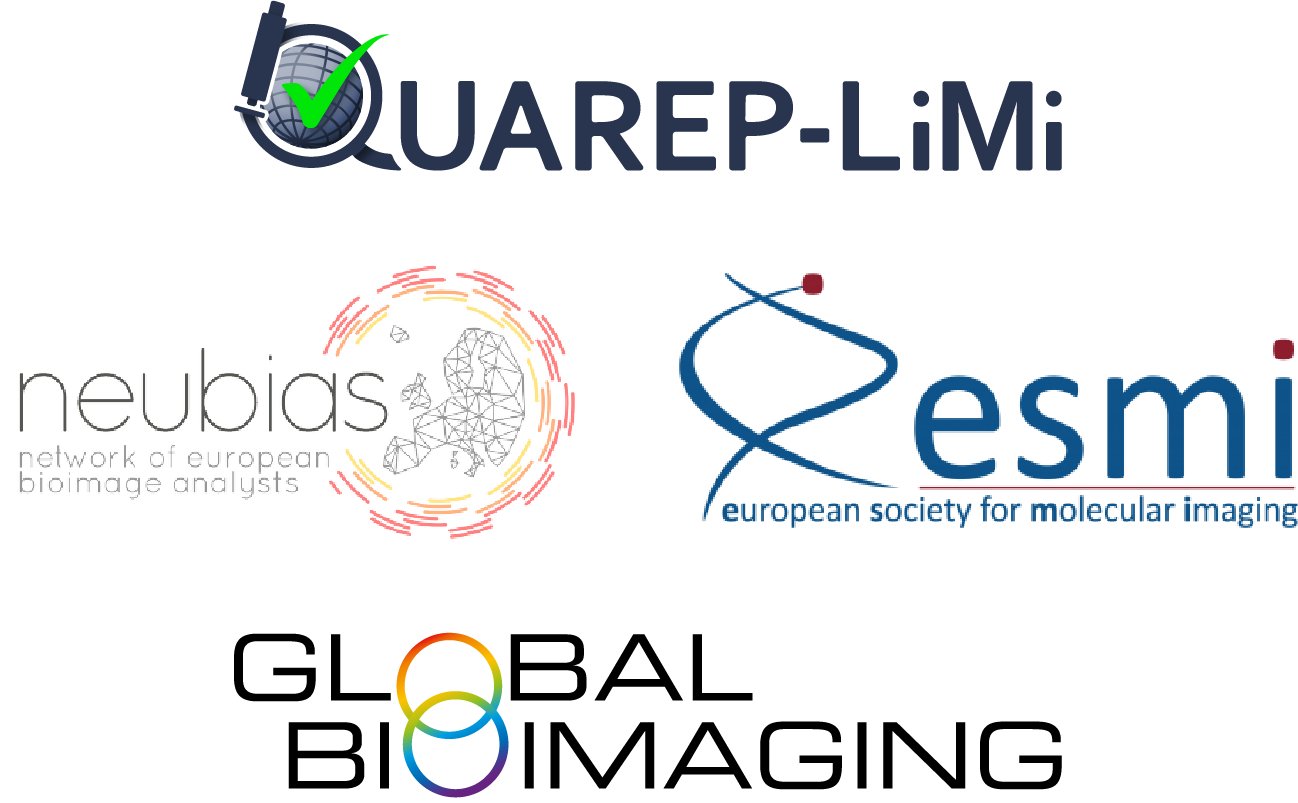 Data communities logos (Quarep-LiMi, Neubias, ESMI, Global BioImaging)