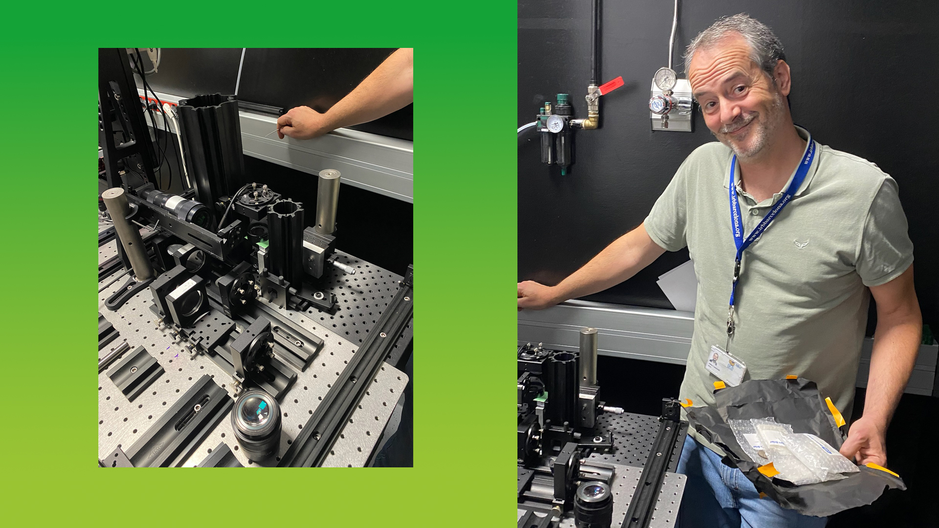 Julien Colombelli at the Mesoscopic Imaging Node Barcelona during Sebastian Munck's EVOLVE Job Shadowing programme visit. / Photo: Sebastian Munck