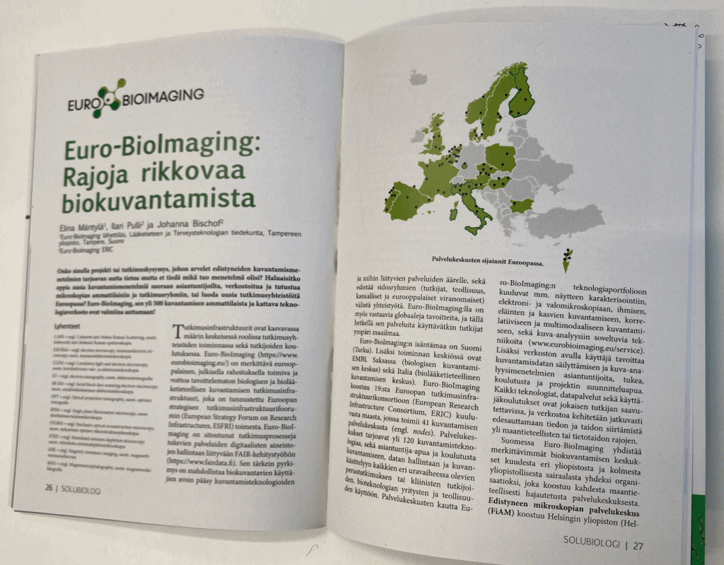 Article about Euro-BioImaging in Suomen Solubiologit - SBB.